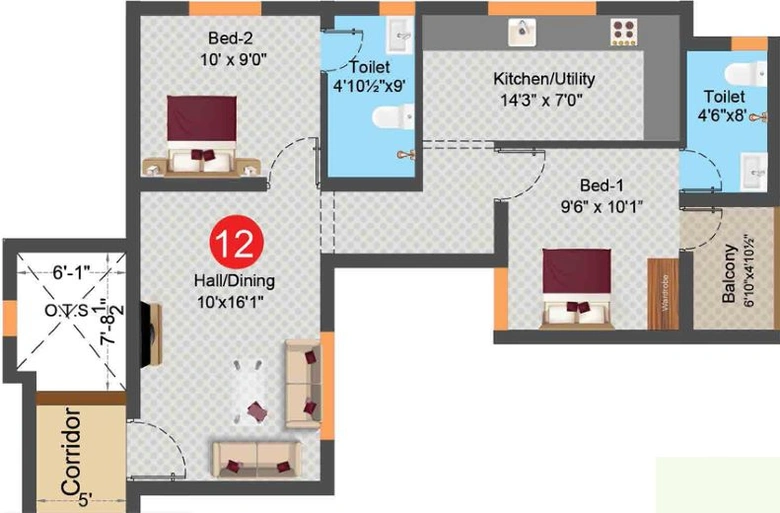 2 BHK Flat in Sree Daksha Arcis in Saravanampatti, Coimbatore - Image 440984