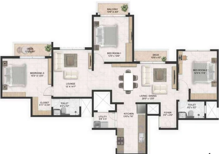 3 BHK Flat in Prestige Serenity Shores in Whitefield, Bangalore - Image 411319