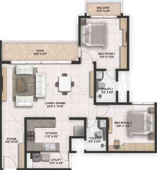 2 BHK Flat in Prestige Serenity Shores in Whitefield, Bangalore - Image 411316