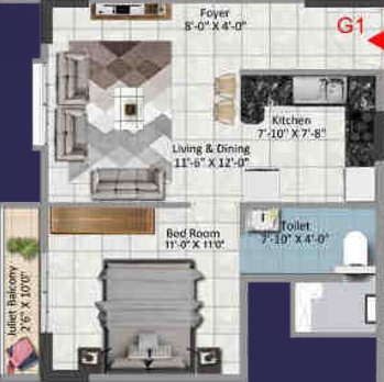 1 BHK Flat in Candeur Signature in Varthur, Bangalore - Image 411426