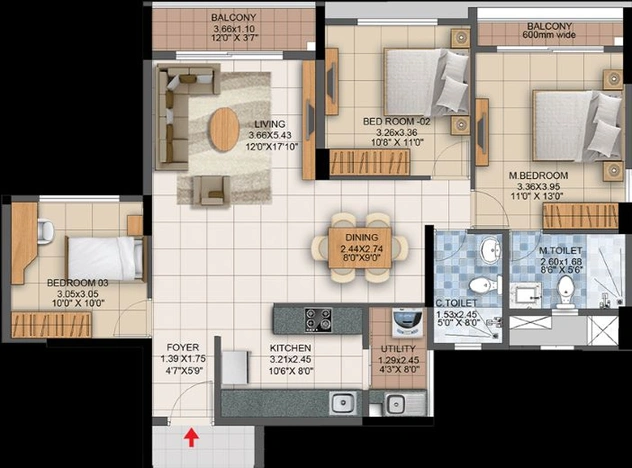 3 BHK Flat in Pride Altius in Tumkur Road, Bangalore - Image 411463