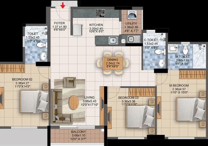 3 BHK Flat in Pride Altius in Tumkur Road, Bangalore - Image 411464
