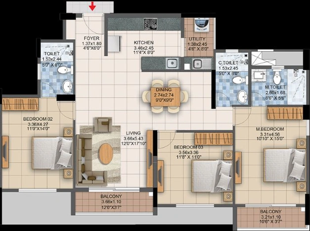 3 BHK Flat in Pride Altius in Tumkur Road, Bangalore - Image 411465