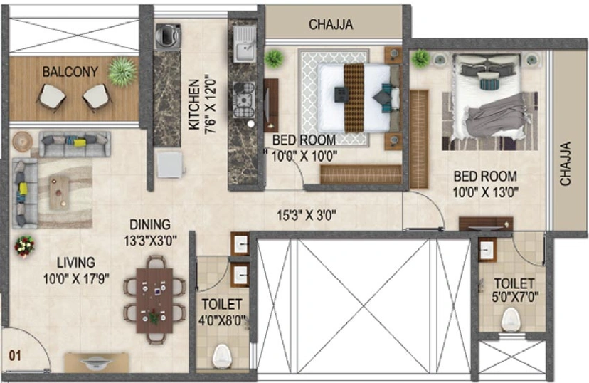 2 BHK Flat in Pacific One Pyramid in Airoli, Navi Mumbai - Image 469501