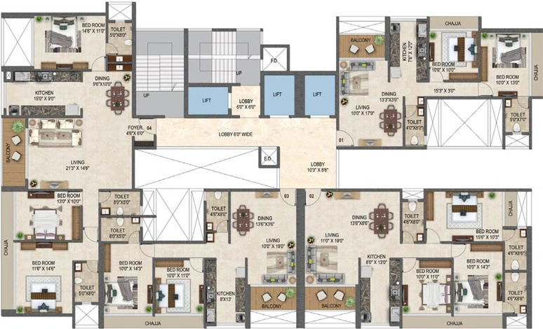 Floor Plan of Pacific One Pyramid in Airoli, Navi Mumbai - Image 37753