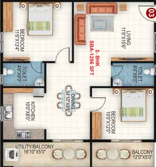 2 BHK Flat in Sapthagiri Sandalwoods in Whitefield, Bangalore - Image 412050