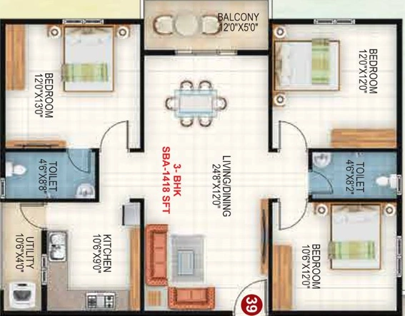 3 BHK Flat in Sapthagiri Sandalwoods in Whitefield, Bangalore - Image 412051