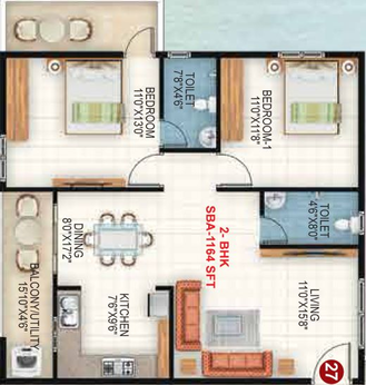 2 BHK Flat in Sapthagiri Sandalwoods in Whitefield, Bangalore - Image 412049