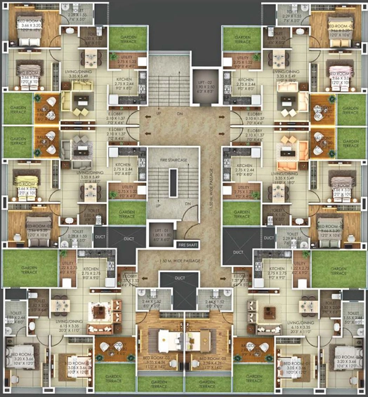 Floor Plan of Majestique Mayberry in Wagholi, Pune - Image 19245