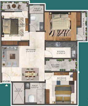 3 BHK Flat in BCC Greens in Naubasta Kala, Lucknow - Image 501714
