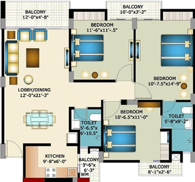 3 BHK Flat in Horizon Anant in Vrindavan Yojna, Lucknow - Image 501494