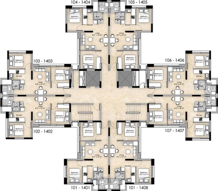 Floor Plan of North Town Ekanta in Perambur, Chennai - Image 56847