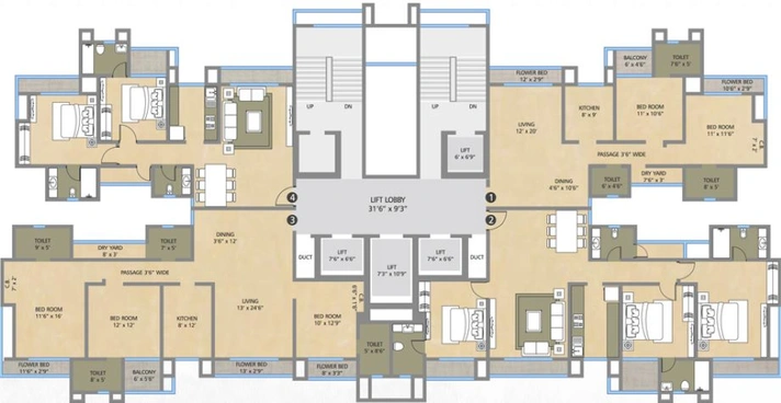 Floor Plan of Deep Auralis The Twins in Teen Hath Naka, Thane - Image 104231