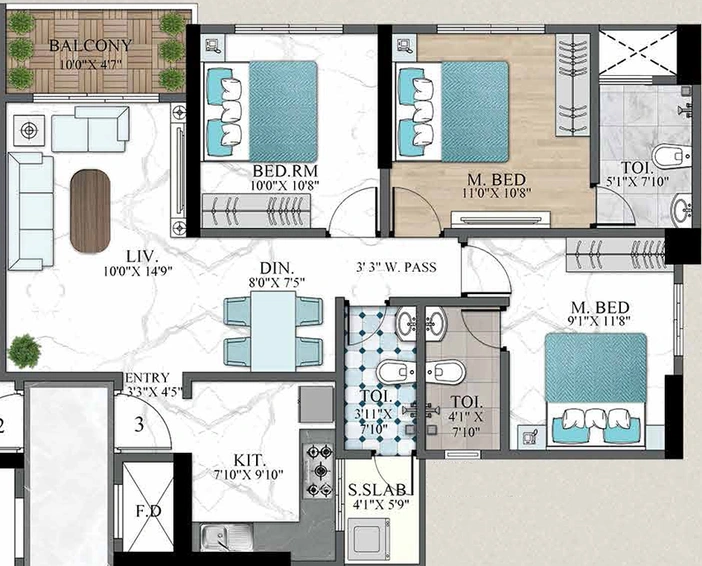 3 BHK Flat in Nandivardhan Mount Casa in Thane West, Thane - Image 457295