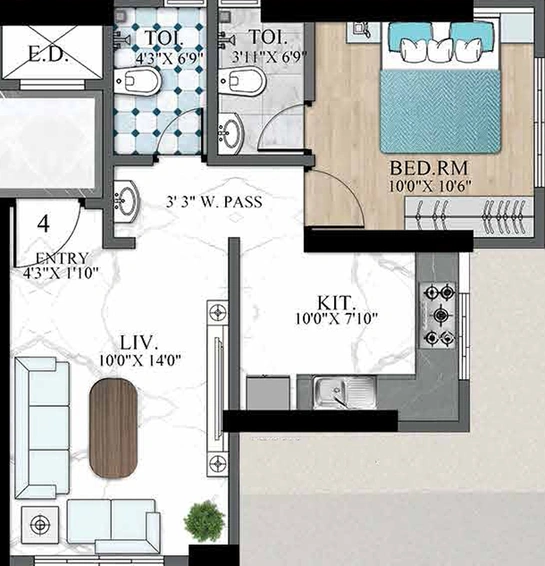 1 BHK Flat in Nandivardhan Mount Casa in Thane West, Thane - Image 457292