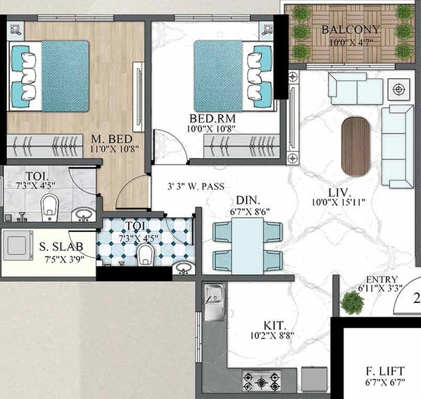2 BHK Flat in Nandivardhan Mount Casa in Thane West, Thane - Image 457294