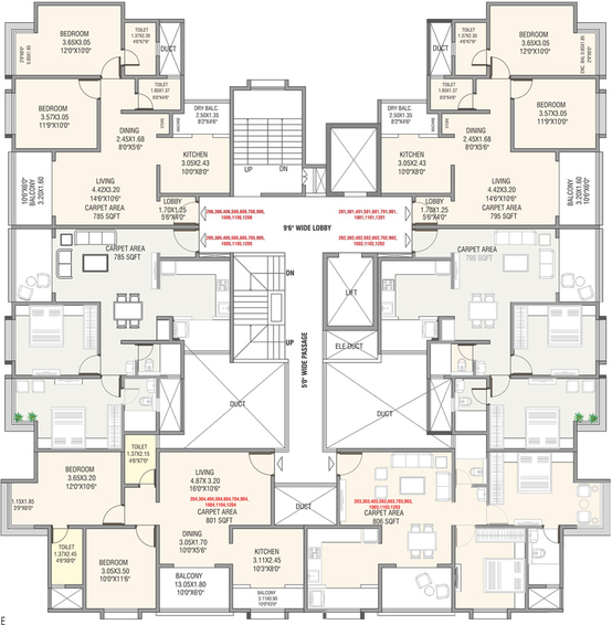 Floor Plan of Kshitej 24 Life Blooms in Tathawade, Pune - Image 19165
