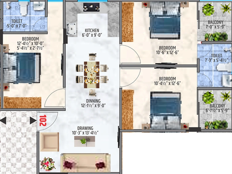 3 BHK Flat in Tanishk Kanak Vrinda in Mansarovar, Jaipur - Image 513711