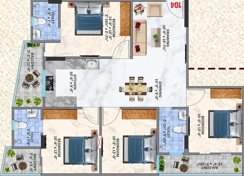 4 BHK Flat in Tanishk Kanak Vrinda in Mansarovar, Jaipur - Image 513713
