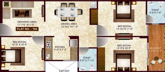 3 BHK Flat in Ganesham Park View in Mansarovar, Jaipur - Image 513808