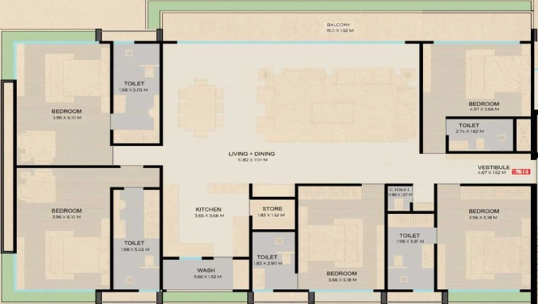 5 BHK Flat in Triyom Palace in Vesu, Surat - Image 501378