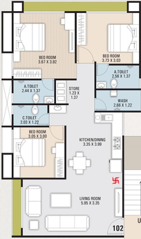 3 BHK Flat in RNG Avenue in Pal Gam, Surat - Image 512208