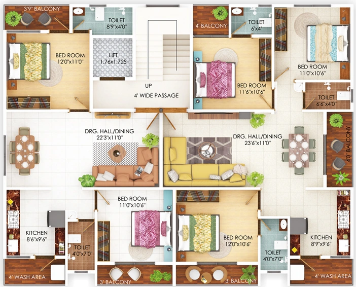 Floor Plan of Shree Gajanan Apartment in Manish Nagar, Nagpur - Image 40498