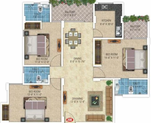 3 BHK Flat in SDC Vintage in Bani Park, Jaipur - Image 511016