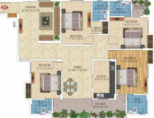 4 BHK Flat in SDC Vintage in Bani Park, Jaipur - Image 511019