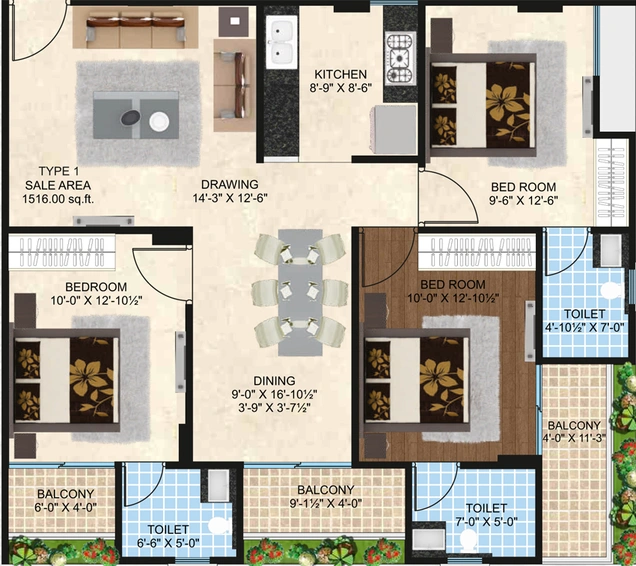 3 BHK Flat in Swadeshi Umaid Niwas in Jagatpura, Jaipur - Image 659180