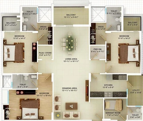3 BHK Flat in Cedar Luxuria in Mansarovar, Jaipur - Image 511285