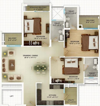 3 BHK Flat in Cedar Luxuria in Mansarovar, Jaipur - Image 511284