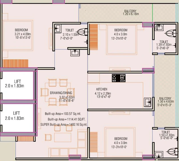 3 BHK Flat in Apple Galaxy Royale in Mansarovar, Jaipur - Image 513827
