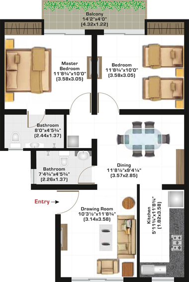 2 BHK Flat in Ashiana Gulmohar Garden in Vatika Road, Jaipur - Image 511535