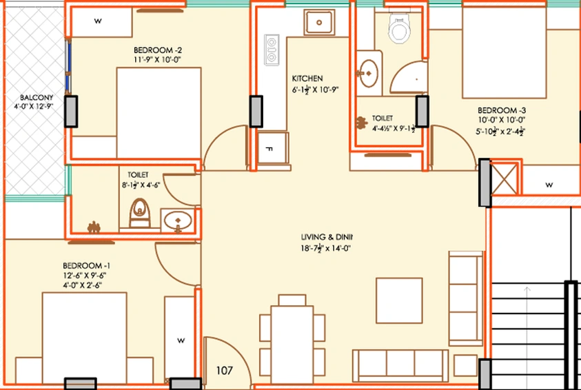3 BHK Flat in A D Pashrvnath 4 in Mansarovar, Jaipur - Image 511673