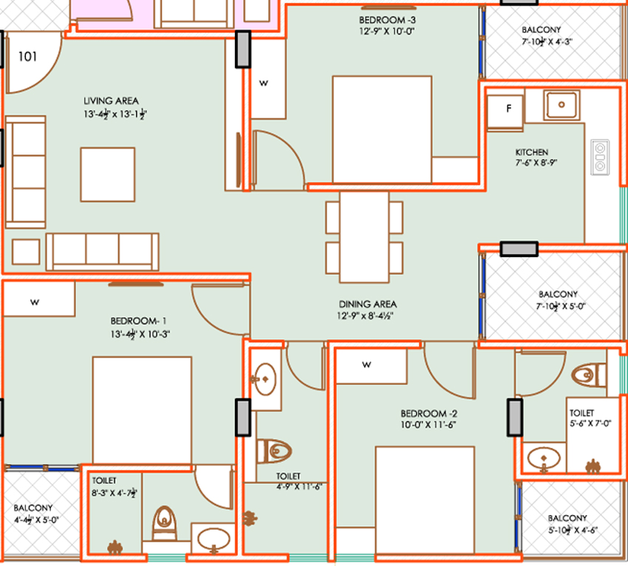 3 BHK Flat in A D Pashrvnath 4 in Mansarovar, Jaipur - Image 511675