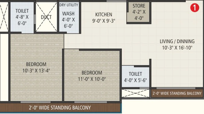 2 BHK Flat in Roongta Green Leaf in Vesu, Surat - Image 501219