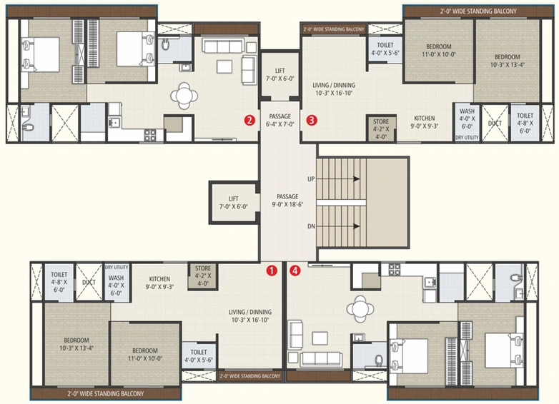 Floor Plan of Roongta Green Leaf in Vesu, Surat - Image 51286