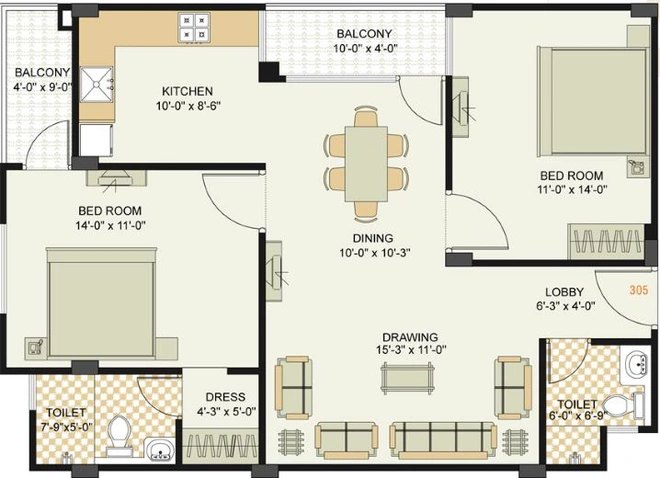 2 BHK Flat in Laxmi Royale Platinum in Jagatpura, Jaipur - Image 511861