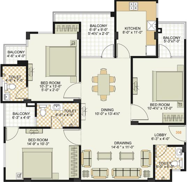 3 BHK Flat in Laxmi Royale Platinum in Jagatpura, Jaipur - Image 511862