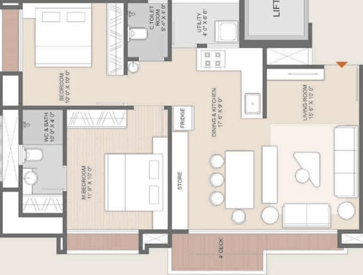 2 BHK Flat in Ramji Residency in Jahangirabad, Surat - Image 501121