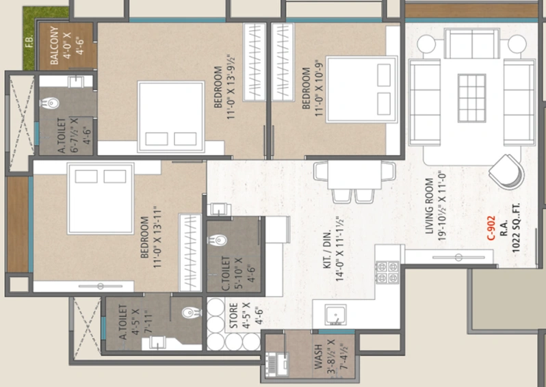 3 BHK Flat in Shree Ram Supath Enclave in Adajan, Surat - Image 512313