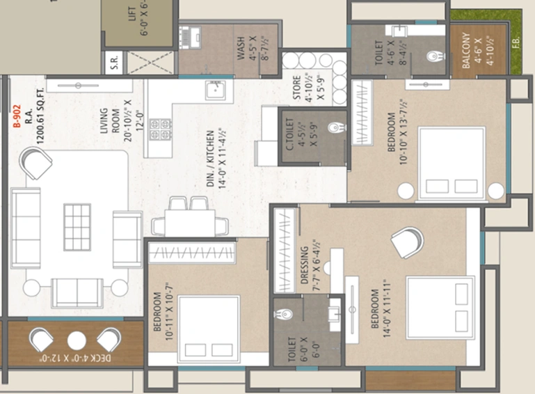 3 BHK Flat in Shree Ram Supath Enclave in Adajan, Surat - Image 512315
