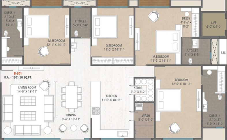 4 BHK Flat in Shree Ram Supath Enclave in Adajan, Surat - Image 512316