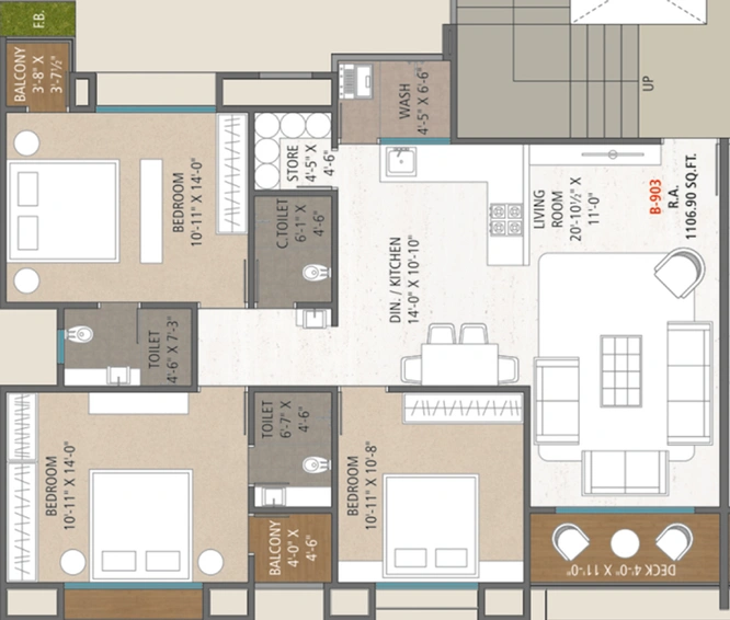 3 BHK Flat in Shree Ram Supath Enclave in Adajan, Surat - Image 512314