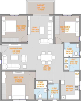 3 BHK Flat in Praneeth Pranav Ixora in Hafeezpet, Hyderabad - Image 480528