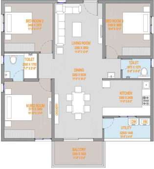 3 BHK Flat in Praneeth Pranav Ixora in Hafeezpet, Hyderabad - Image 480526