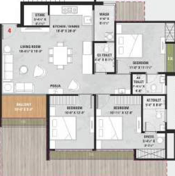 3 BHK Flat in Siddhi Vinayak Elements in Jahangirabad, Surat - Image 512351
