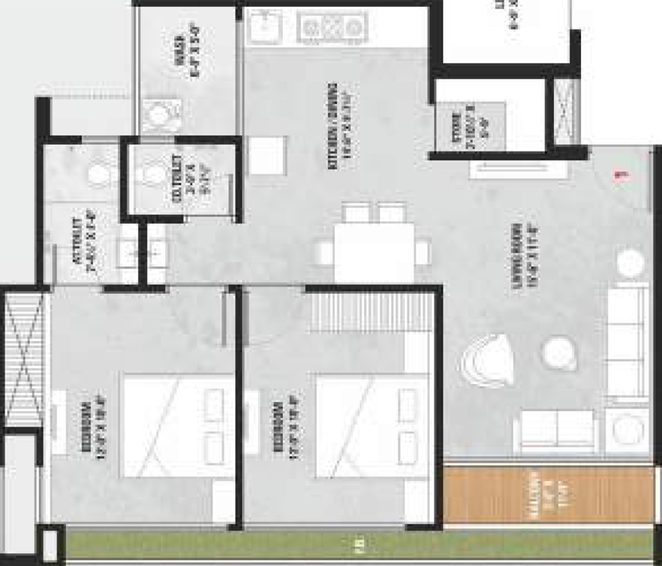 2 BHK Flat in Siddhi Vinayak Elements in Jahangirabad, Surat - Image 512350