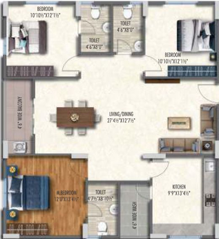 3 BHK Flat in APR Praveens Higheria in Patancheru, Hyderabad - Image 480463
